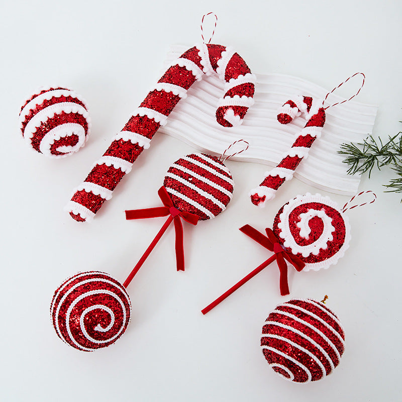Christmas ornaments, bubble candy cane, red and white christmas tree, creative gifts, hotel mall window decoration pendants