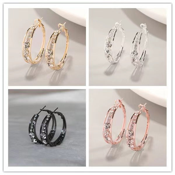 Cross-border explosive products European and American diamond inlaid women's earrings Large circle earrings earrings ear jewelry manufacturers wholesale