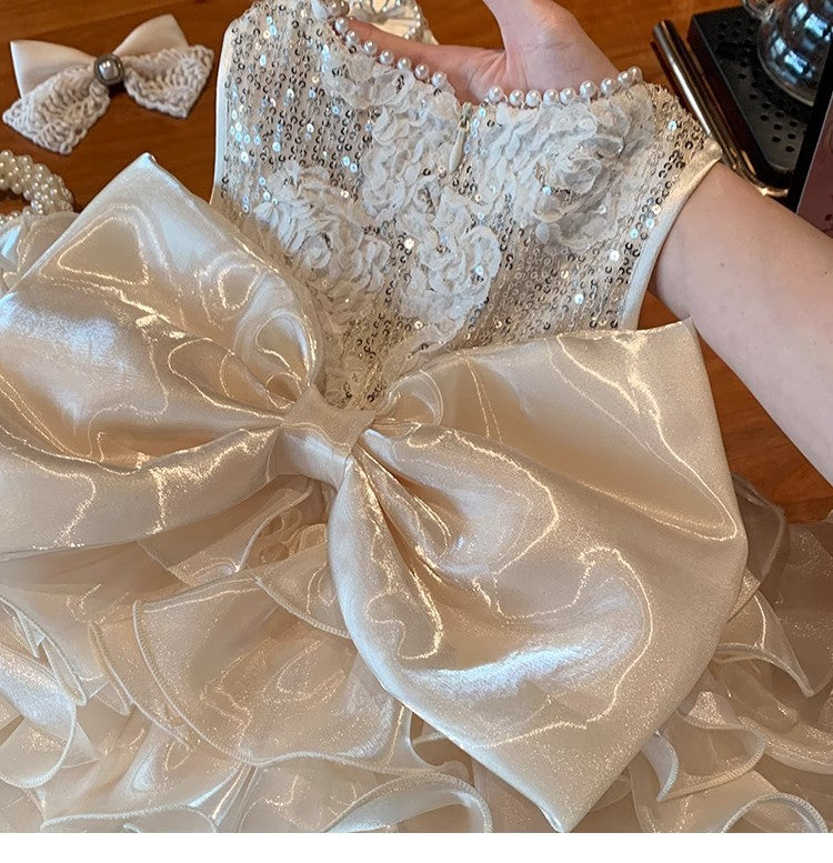 Girls princess dress 2025 new summer dress small children heavy industry dress baby girl birthday dress skirt