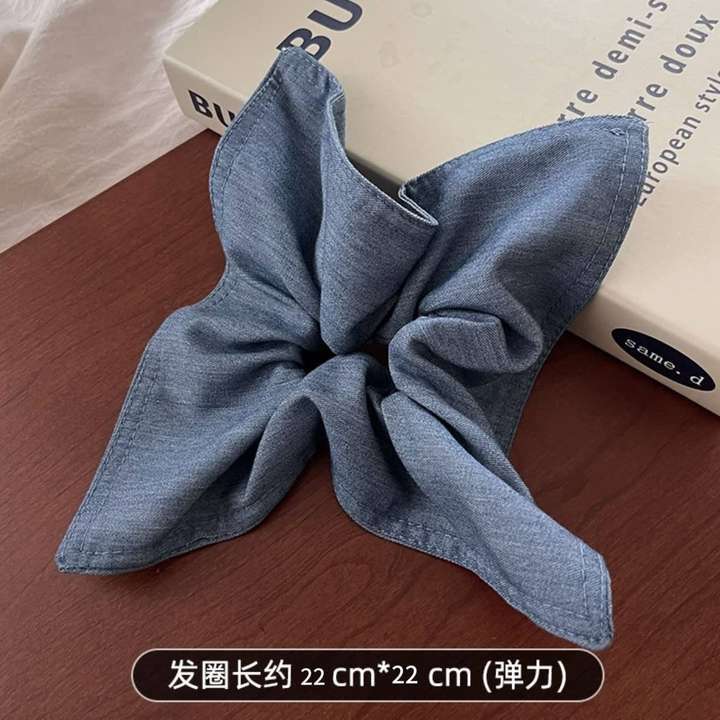 New Chinese blended style square scarf large intestine scrunchie women's large high-end square headband low ponytail hair tie hair accessory