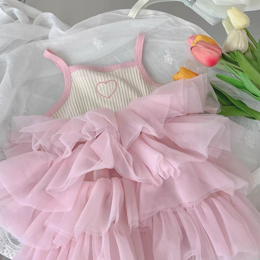 2025 Summer New Baby Girl Foreign Cake Skirt Princess Skirt Girls Clothes Suspendron Dress Puffy Skirt Tide