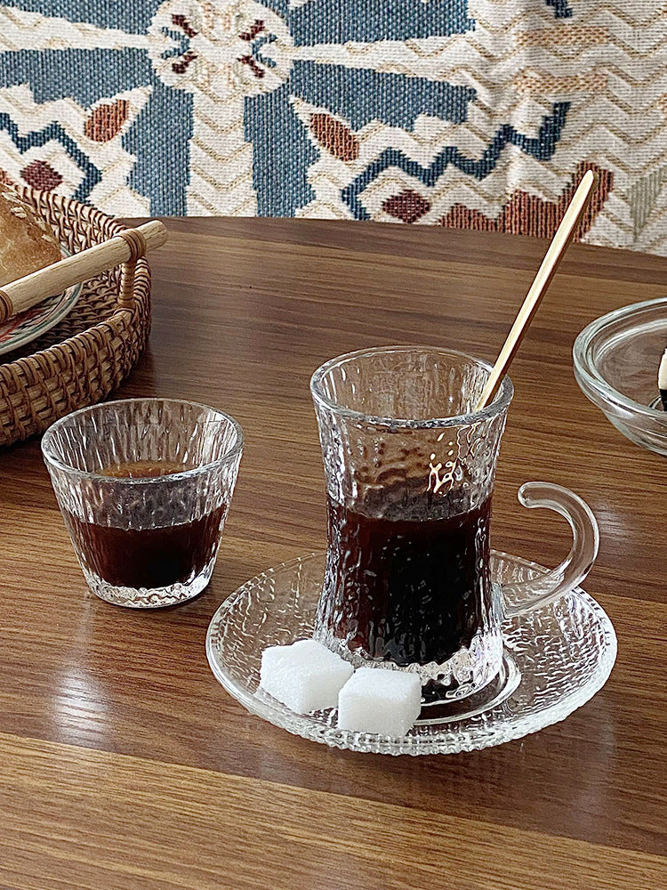 Turkish Coffee Cup and Saucer Set Glass Black Tea Cup European Style Arabic Afternoon Camellia Flower Tea Small Cup Export
