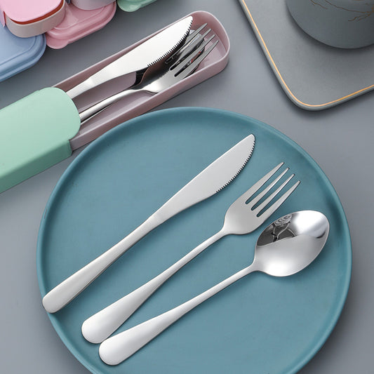 Creative stainless steel portable cutlery knife, fork and spoon three-piece set of home simple student outdoor creative set gifts