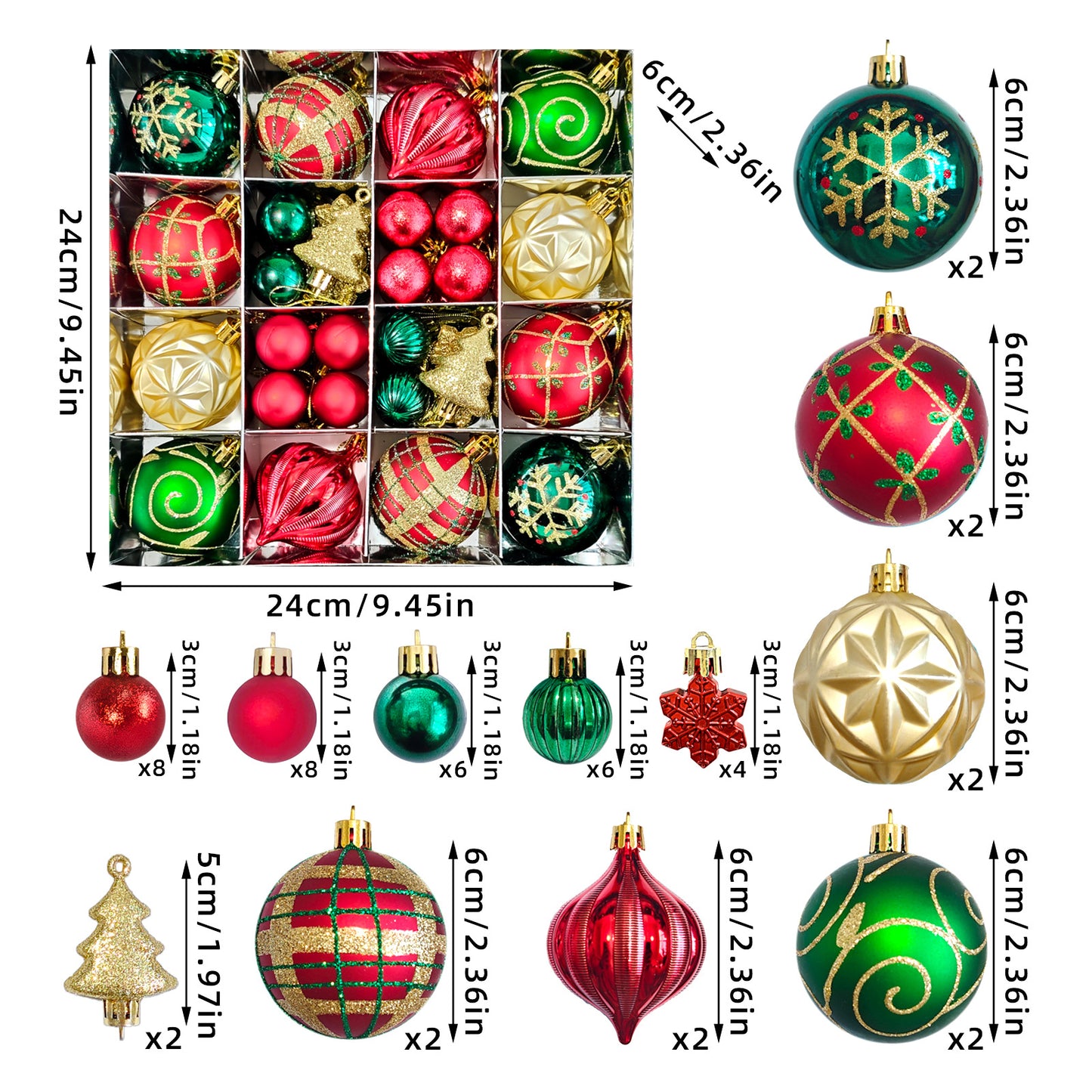 Amazon Christmas decoration 6cm electroplating ball plastic ball shaped painted Christmas ball gift Christmas tree pendant