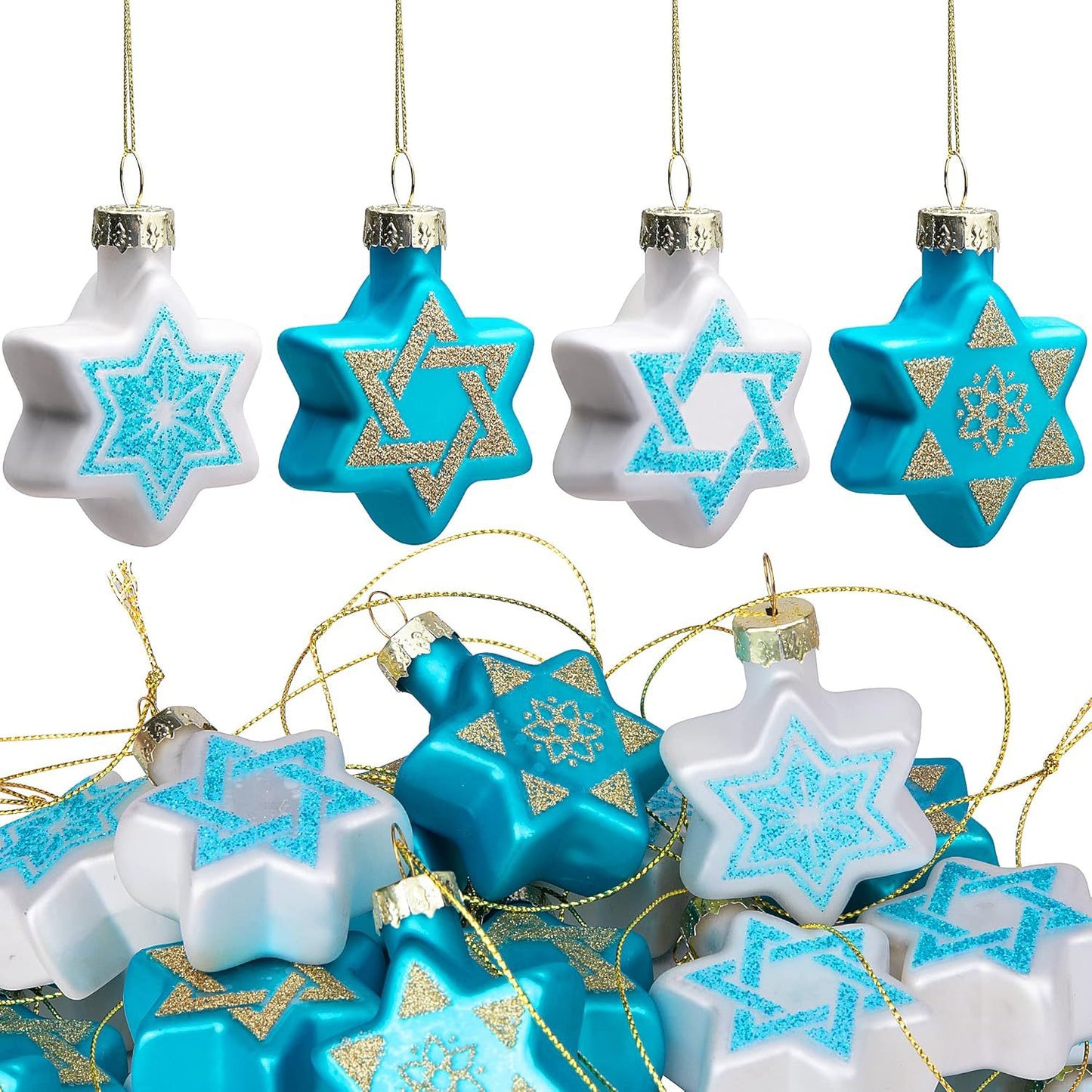 Cross-border Hanukkah five-pointed star ornament Christmas tree decoration pendant Christmas ball decoration ball ornament printing