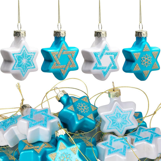 Cross-border Hanukkah five-pointed star ornament Christmas tree decoration pendant Christmas ball decoration ball ornament printing