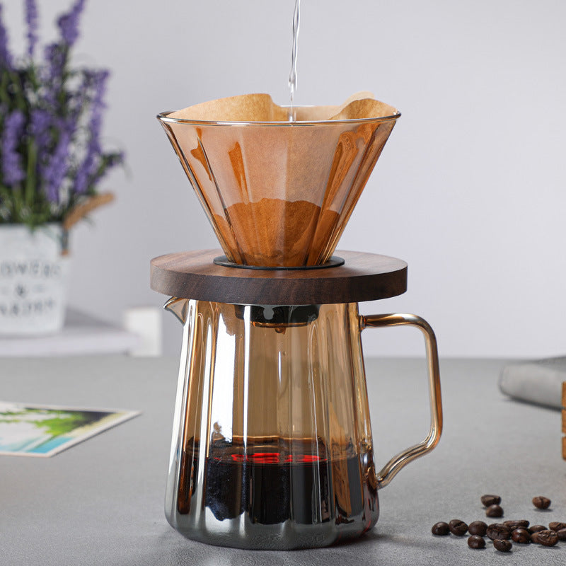 New Thickened Glass Coffee Pot American Sharing Pot Set V60 Coffee Filter Mass Logo in Stock