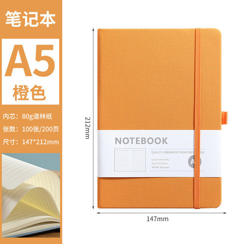 A5 notebook custom elastic with horizontal line office hand ledger simple skin feel leather student diary book with high appearance