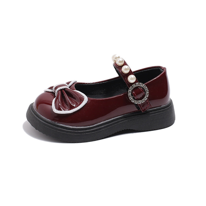 Girls' princess shoes autumn new British style black leather shoes baby soft-soled fashion children's Mary Jane single shoes