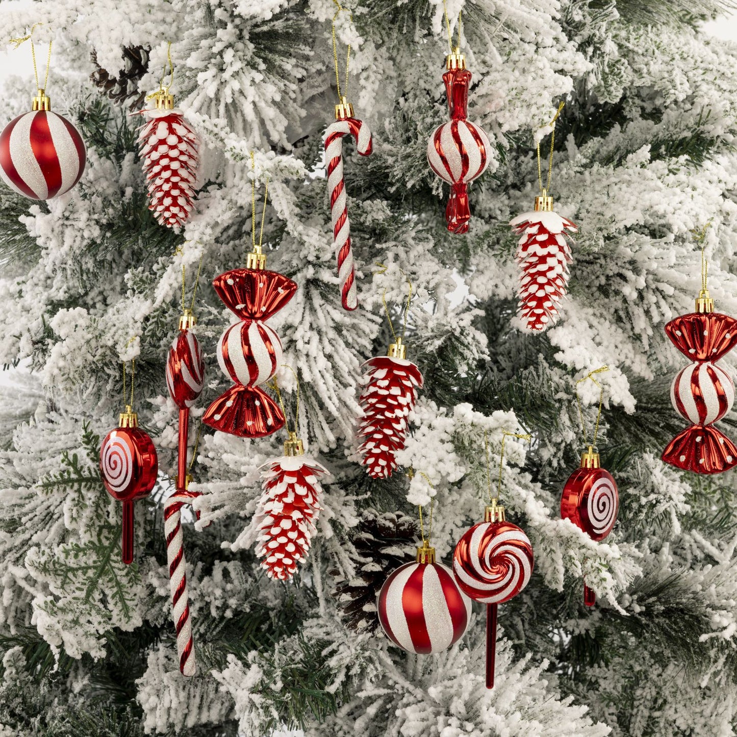 6cm 15 Piece Set Christmas Set Christmas Ball Pine Cone Lollipop Candy Christmas Tree Pendant Christmas Gift Festival