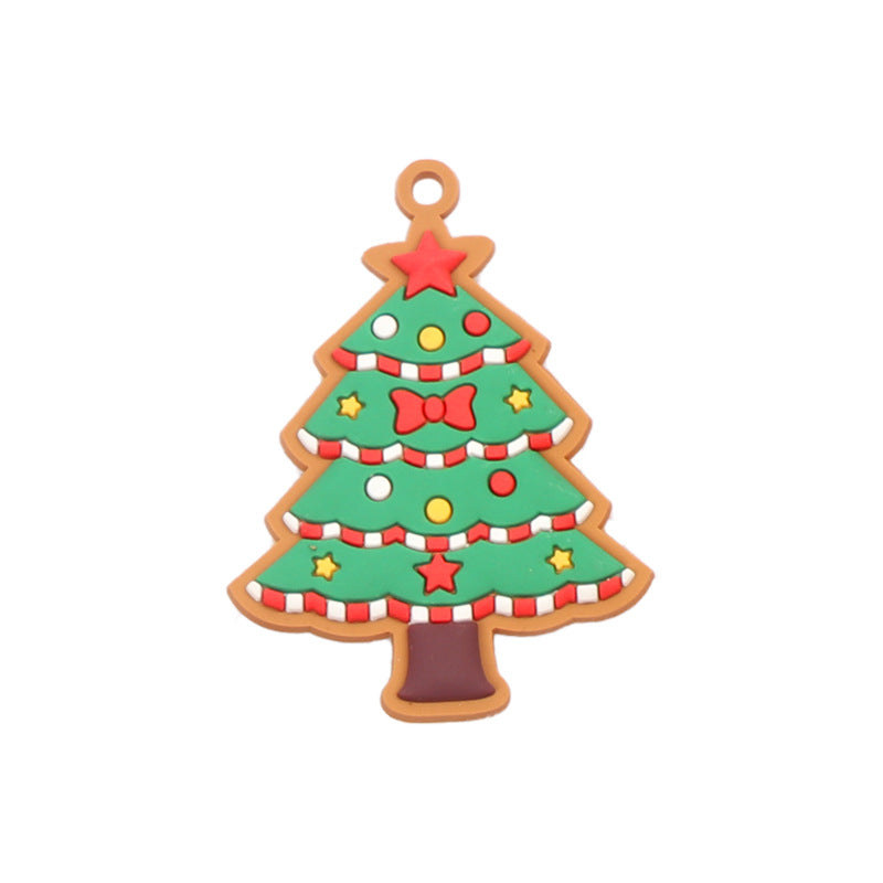 Cross-border hot selling pvc soft rubber Christmas pendant gingerbread man pendant Christmas decoration gift DIY snow scene decoration