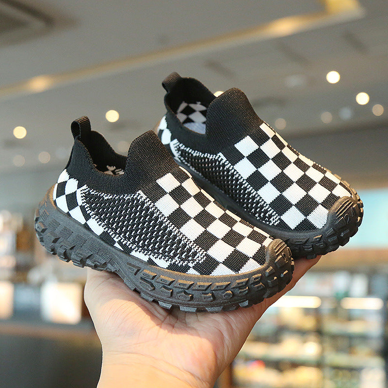 Children's sports shoes spring and autumn 2026 new boys' casual shoes, breathable mesh shoes, soft-soled girls' flying knitted shoes, baby shoes