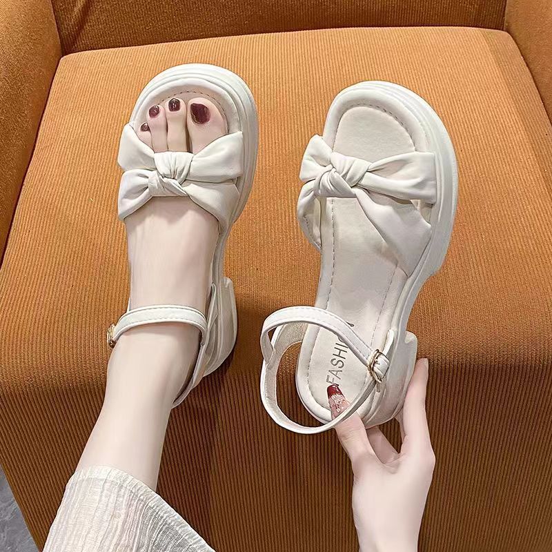 Foreign trade on behalf of the fairy style platform sandals for women to wear the new summer bow block heel with fashionable beach shoes