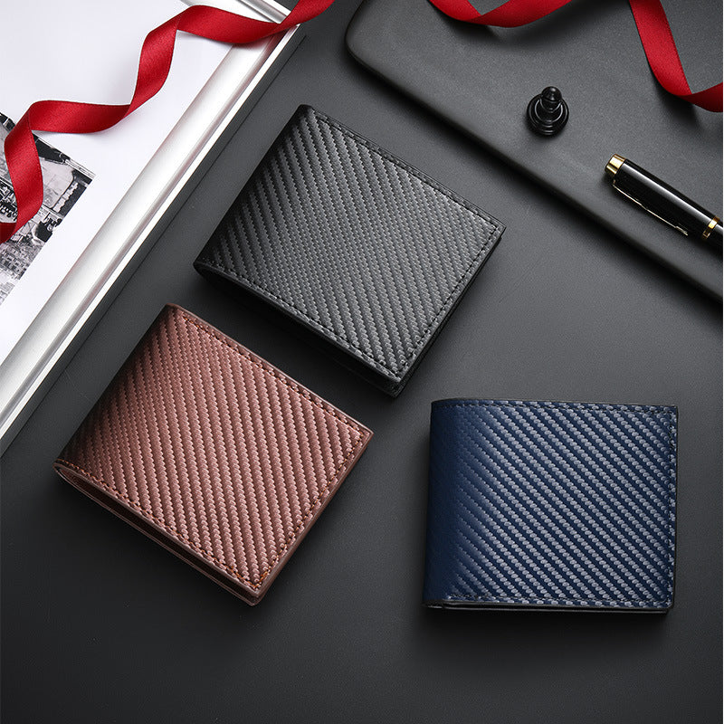 Cross-border spot new carbon fiber pattern large capacity wallet multi-card slot simple coin slot men's wallet manufacturer