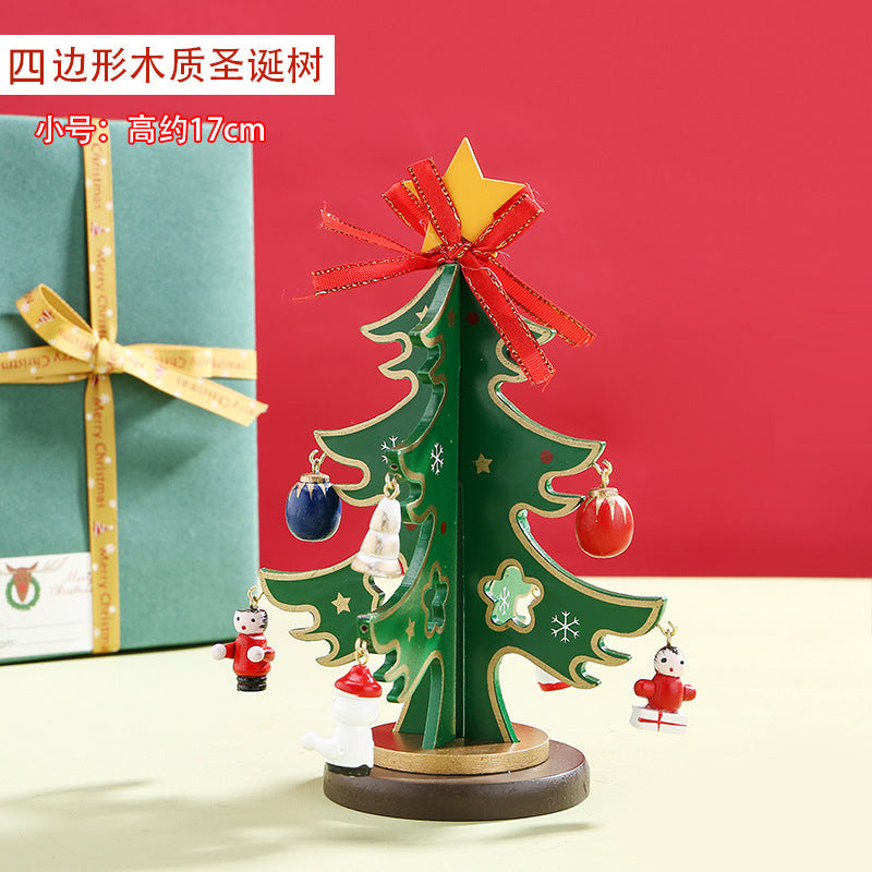 2025 Christmas Ornaments Small Mini Tree DIY Three-dimensional ins Scene Arrangement Tabletop Ornaments for Children Home