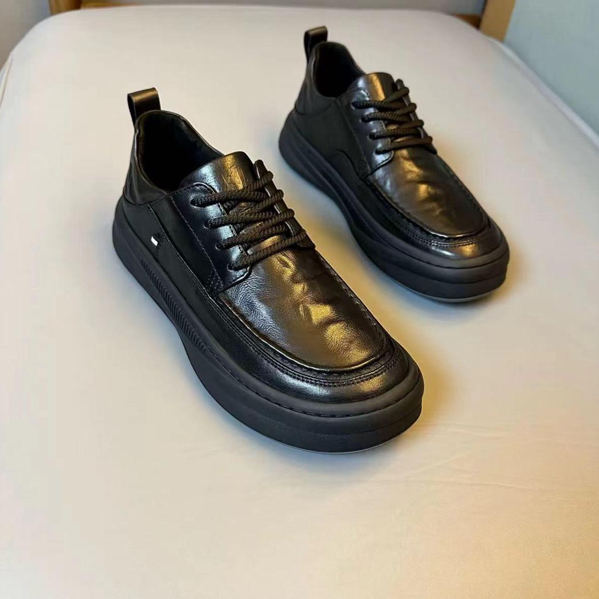 2025 men's new business casual board shoes round toe fashion British versatile breathable soft soled leather shoes formal super soft