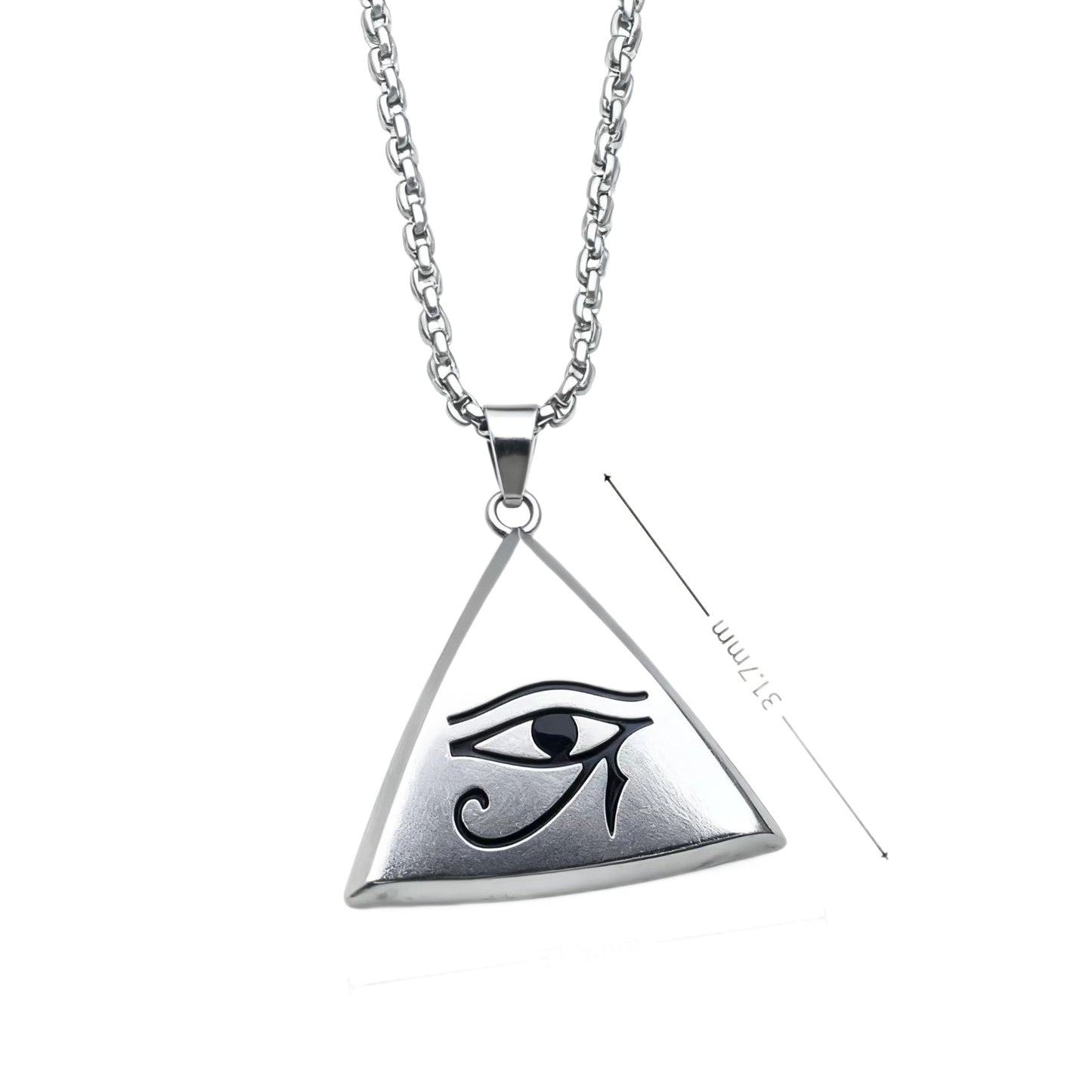 European and American Eye of Horus Pyramid Pendant Stainless Steel Necklace Vintage Totem Personality Men's Pendant Accessories