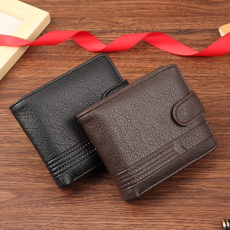 Manufacturers wholesale men's wallets PU leather short foreign trade cross-border zipper buckle wallet new wallet coin purse