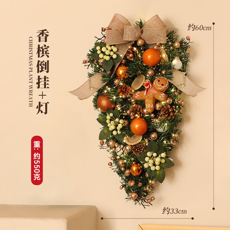 Christmas Christmas decoration wall luminous Christmas tree Christmas ornament pendant pine cone rattan pendant