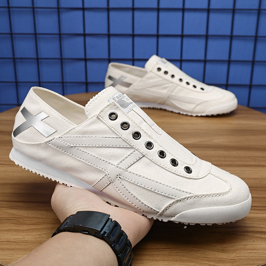 One-foot tide men's shoes, summer breathable tide brand lazy Japanese trendy versatile Forrest Gump canvas shoes, men's tide shoes