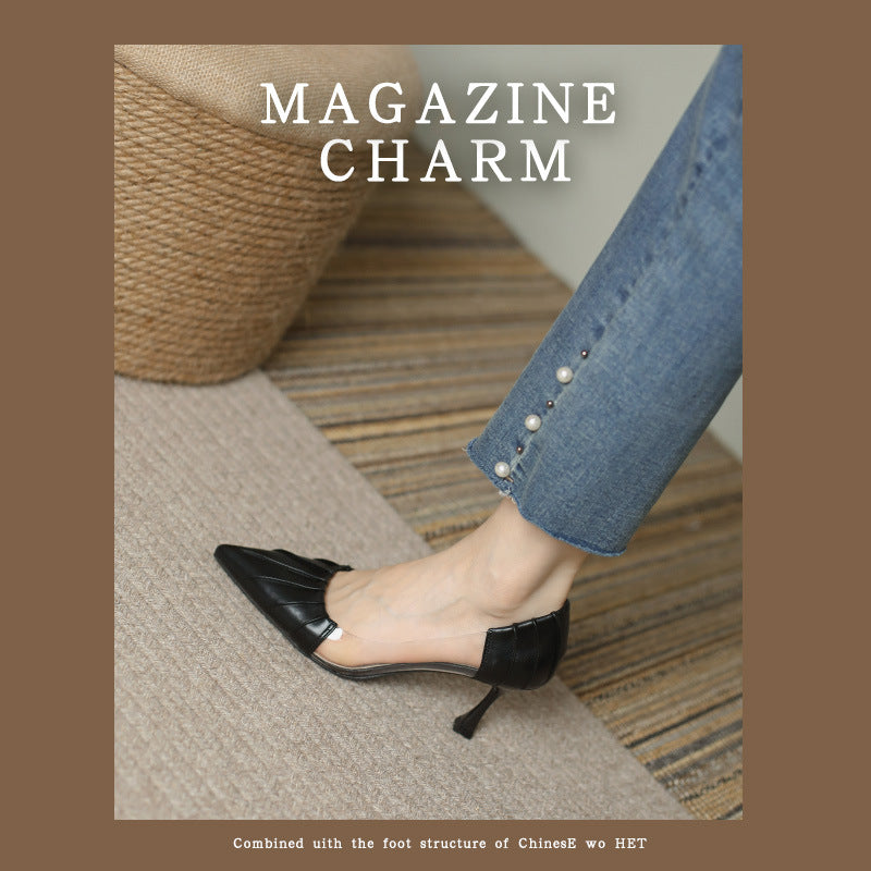 Pointed high heels, women's stiletto heels, 2025 new spring and autumn design, niche French temperament, single shoes, evening shoes