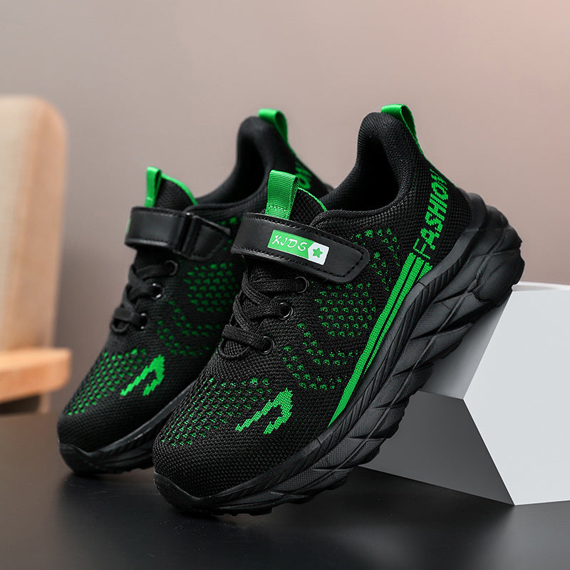 Manufacturers supply boys' sports shoes 2025 new flying knitting lightweight cross-border leisure running shoes for middle and university children and students
