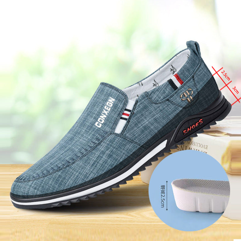 Canvas shoes men's linen low-top casual versatile soft sole breathable lazy middle-aged men's shoes trendy and comfortable old Beijing
