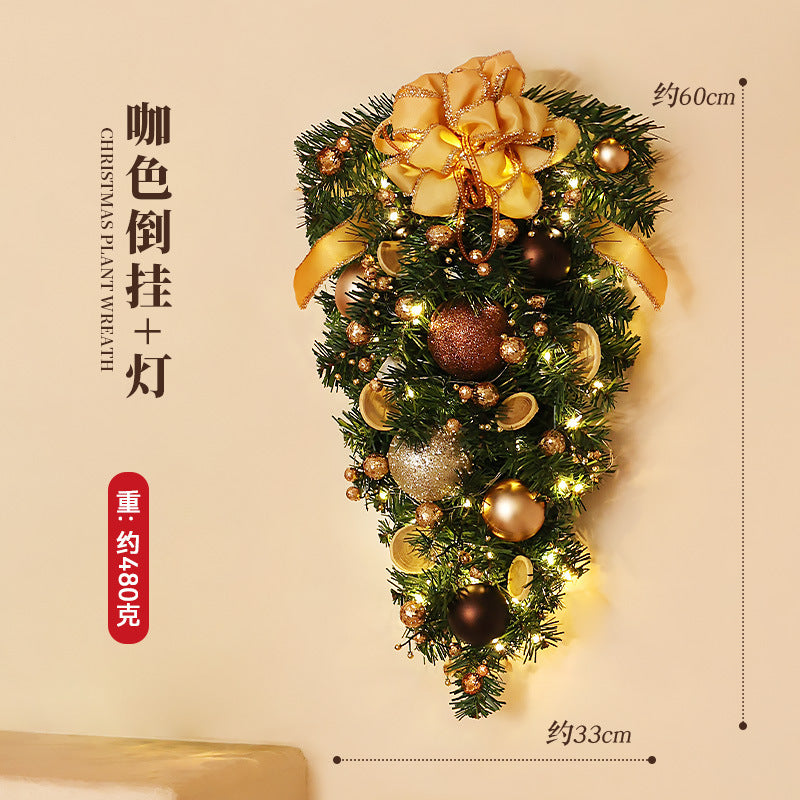 Christmas Christmas decoration wall luminous Christmas tree Christmas ornament pendant pine cone rattan pendant