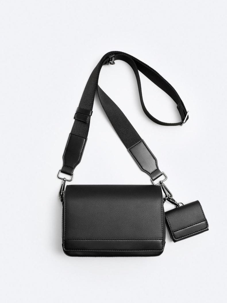 2025 Spring/Summer New Men's Bag Trendy Men's 2-in-1 Flip Crossbody Shoulder Bag Casual and Versatile Small Square Bag Men