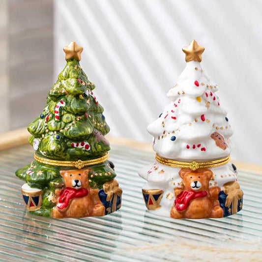 Ceramic Bear Christmas Tree Jewelry Box Ceramic Christmas Tree Scented Candle Creative Birthday Gift Christmas Gift