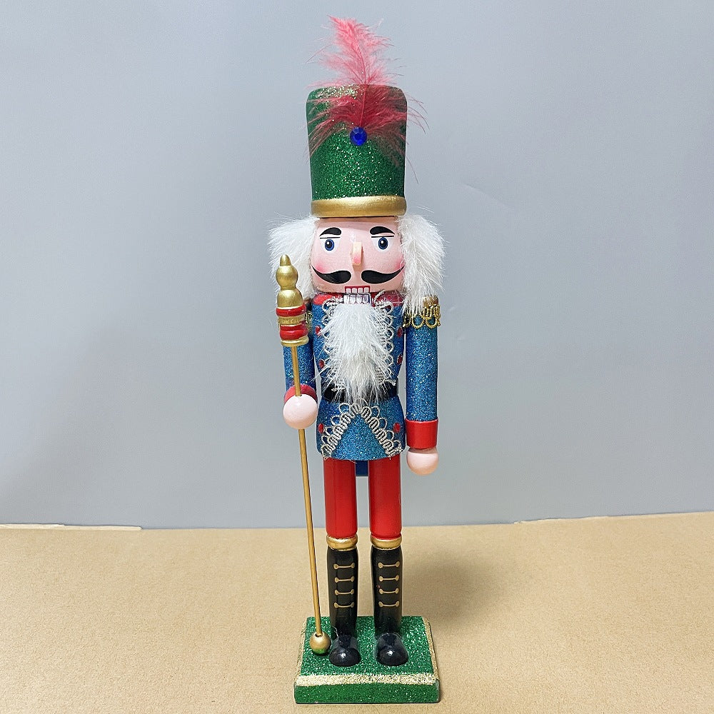 Cross-border spot new nutcracker wooden handicraft ornaments in different sizes Creative home Christmas ornaments