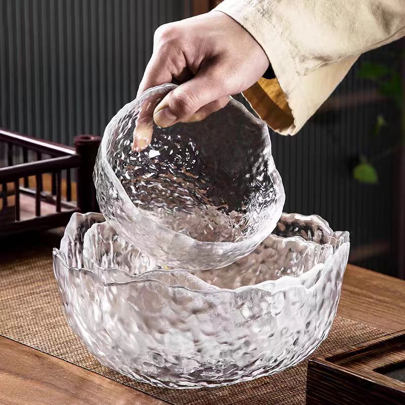 Household lead-free crystal glass fruit plate glass salad bowl snack plate display plate large fruit tray light luxury