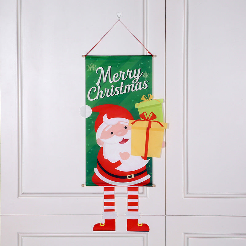 Cross-border classic plaid Christmas flag decoration couplet lantern elf family restaurant KTV shopping mall holiday decoration