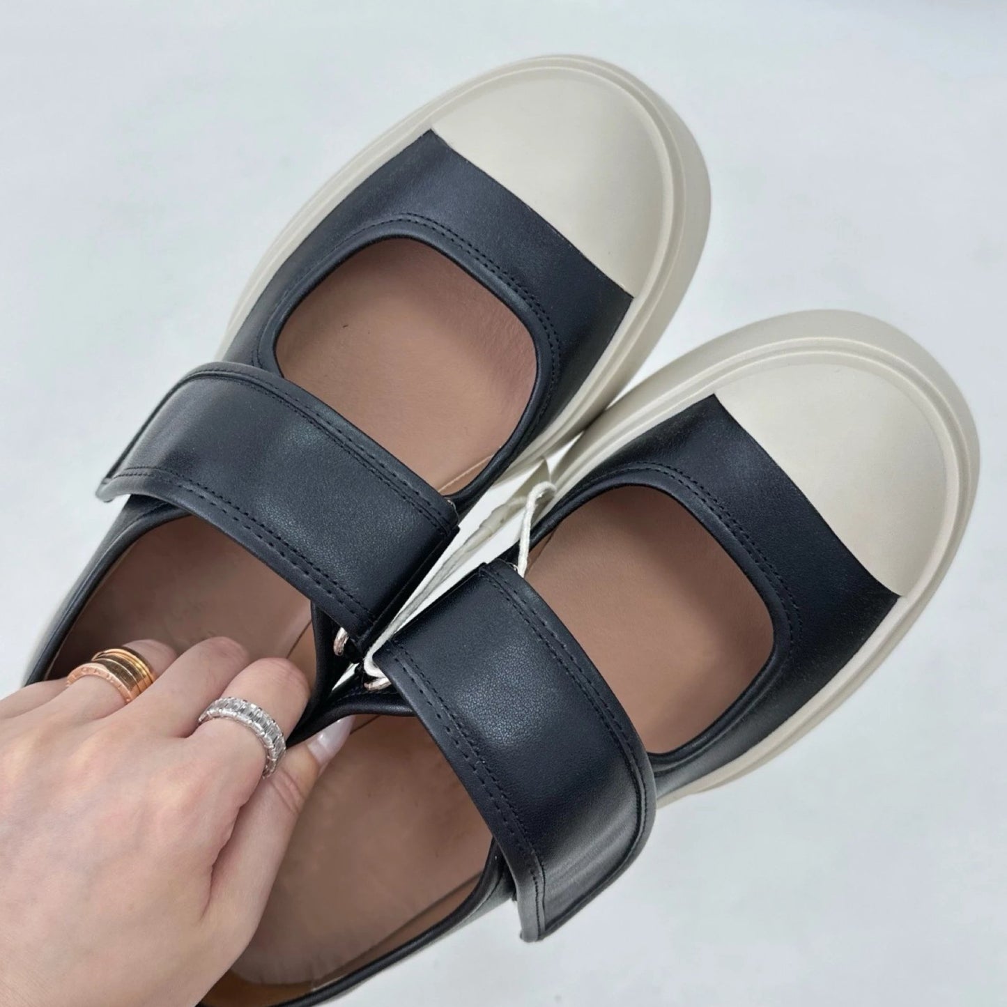 Mary Jane shoes for women, Zhao Lusi, the same Velcro big-toed shoes, cute shoes, thick-soled heightened leather toe single shoes women
