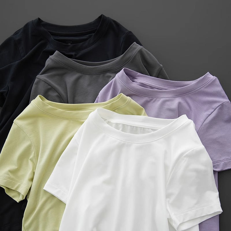 Class A 50 Lenzing Modal Children's Thin T-Shirt Boys & Girls Round Neck Solid Color Base Medium & Big Kids Summer Style