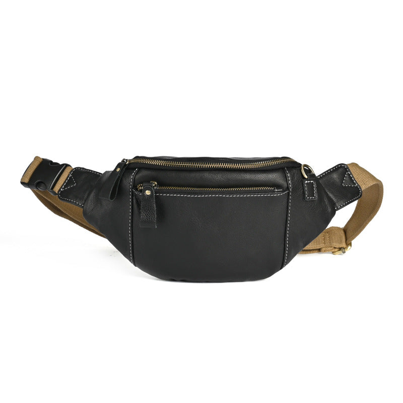 Foreign trade new leather men's bag multi-functional men's chest bag cowhide women's waist bag soft leather shoulder crossbody mobile phone bag