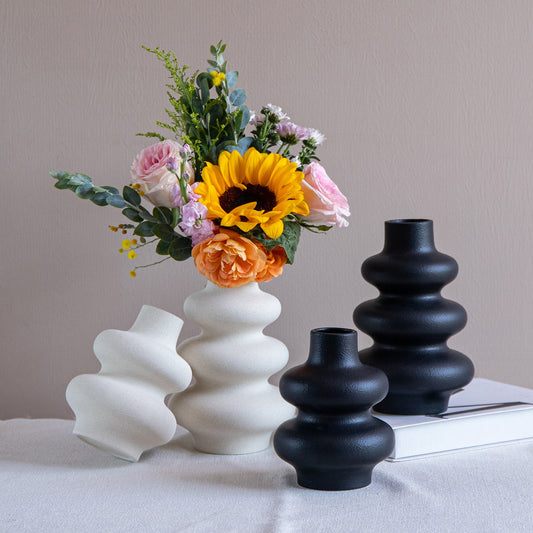 Wholesale creative new plain burned vase ins style high value frosted flower arranger cross-border ceramic home furnishings