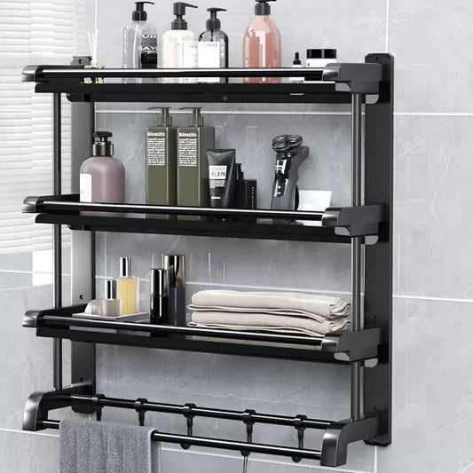 Toilet, toilet, bathroom, stainless steel, multi-layer towel rack, bath towel holder, shelf, washroom, wall-mounted shelf