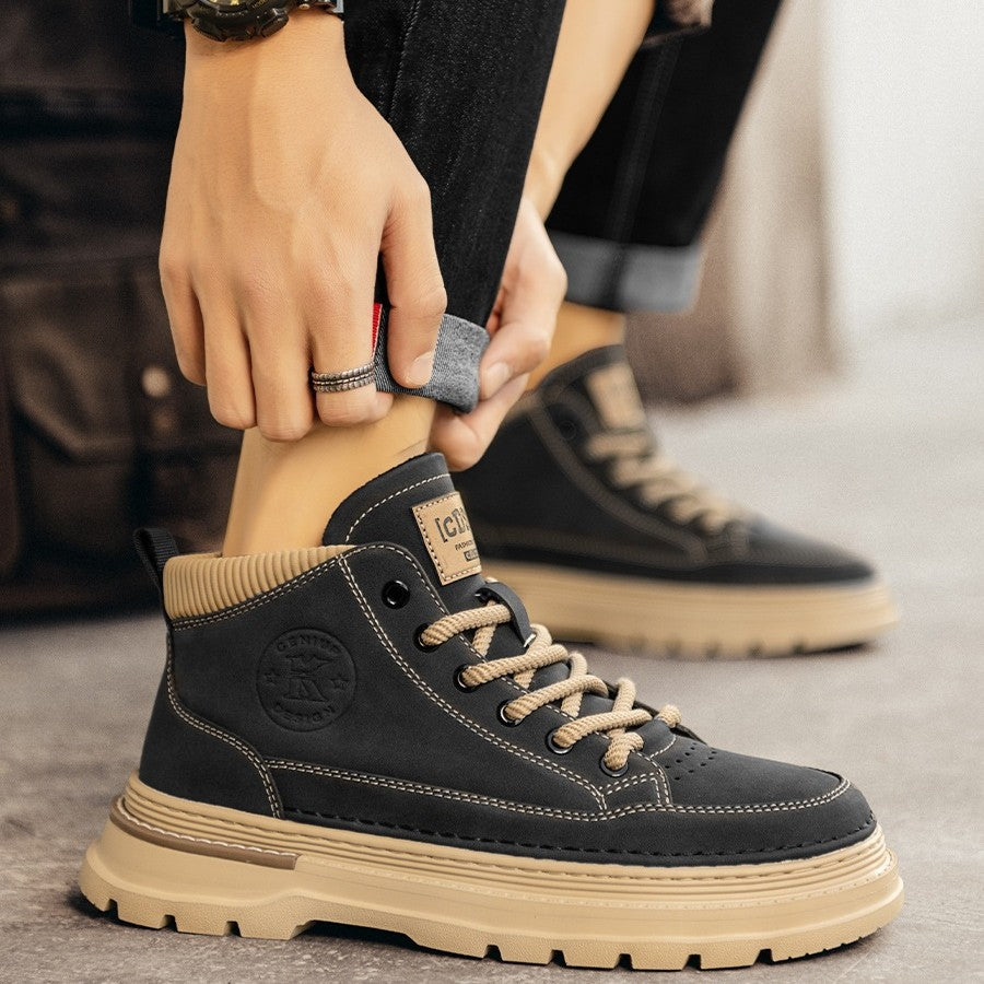 Martin boots men's high-top 2025 new winter British style retro mid-top platform heightened leather cargo booties