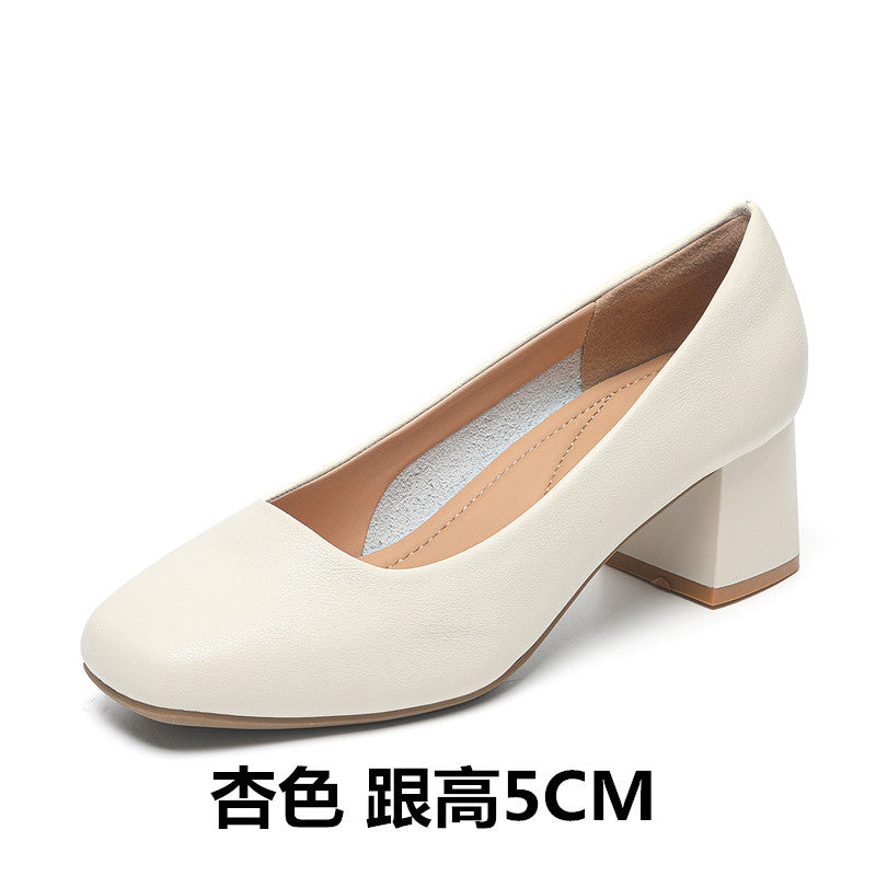 Flight attendant work shoes, black professional shoes, medium heel, thick heel single shoes, soft soles, comfortable and not tiring feet, civil servant interview women's shoes