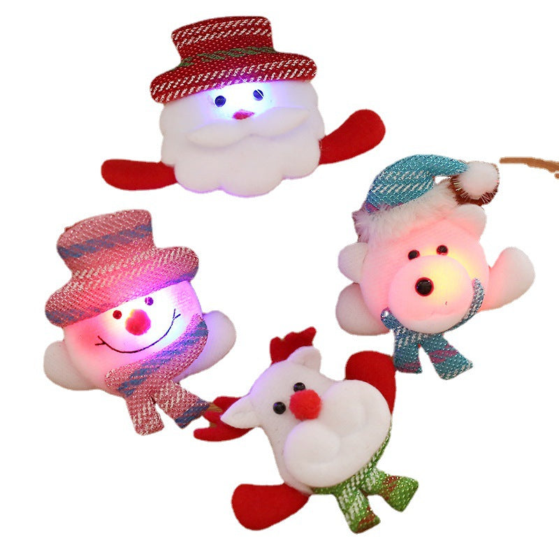 christmas decoration supplies luminous brooch badge old man snowman bear christmas gifts wholesale
