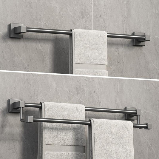 Gun gray stainless steel towel rack towel pole non-perforated single pole toilet double rod bath towel rack bathroom shelf hotel