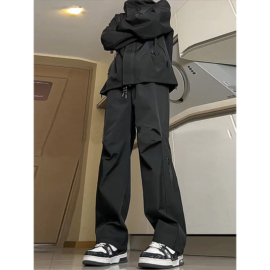 Windproof and waterproof jacket pants men's summer trendy brand drawstring corset cargo pants outdoor quick-drying sports hiking pants