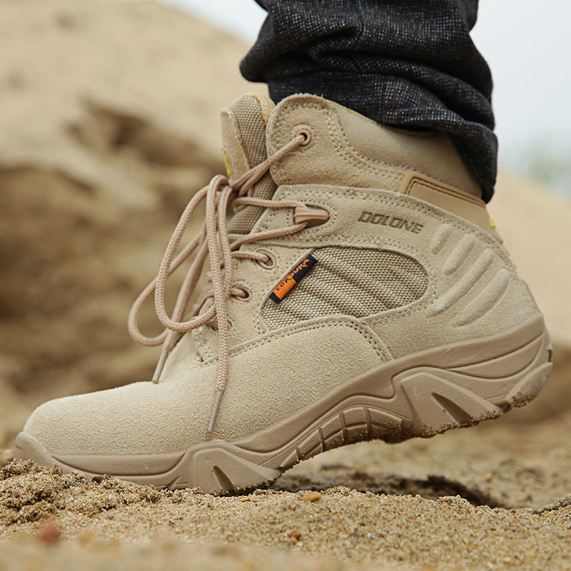 Outdoor high-top men's boots, special forces, hiking shoes, men's shoes, combat boots, security camouflage shoes, wading shoes, training shoes, men and women