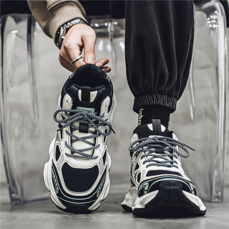 Hong Kong style dad shoes men's autumn fashion brand sense youth mesh casual versatile thick-soled height-increasing sneakers