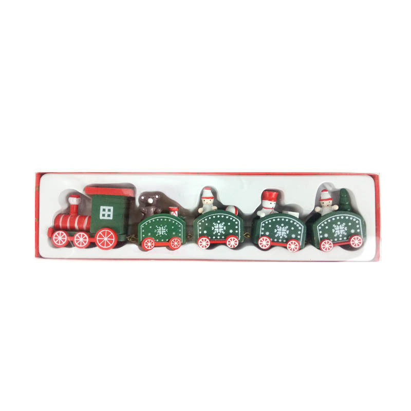 2024 Cross-border Wooden Four Festival Five Star Train Christmas Decoration Ornament Holiday Gifts