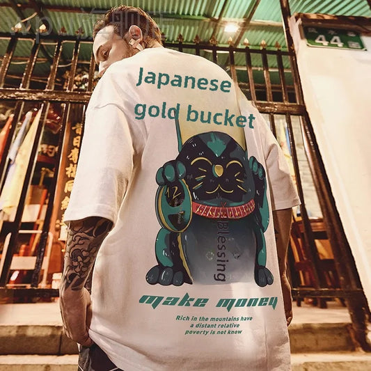 National Tide T-shirt Fat Men's Tide Brand Plus Fat Plus Size Hip Hop Loose Short Sleeve Top Hong Kong Style Ins Half Sleeve T-shirt