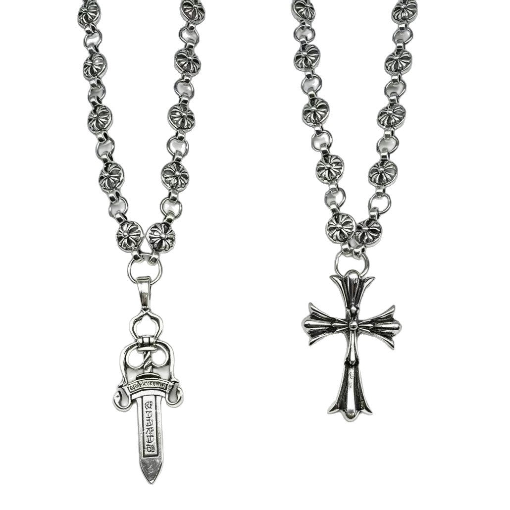 Cross-border hot sale hip hop trend cross sword pendant necklace men's jewelry trend accessories spot wholesale