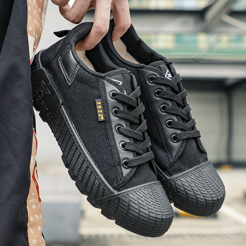 Liberation shoes men's anti-slip wear-resistant construction site work farm shoes labor protection shoes low-top canvas breathable anti-odor rubber shoes wholesale