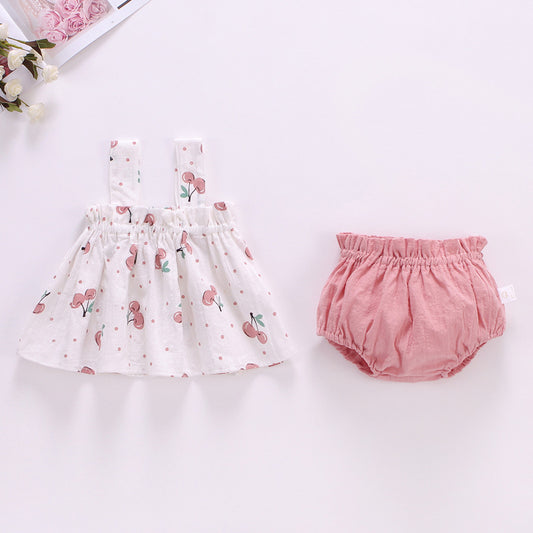 2025 Baby Summer Skirt Set Baby Girl Clothes 0-2 Years Old Baby Plaid Sundress Two Piece Set
